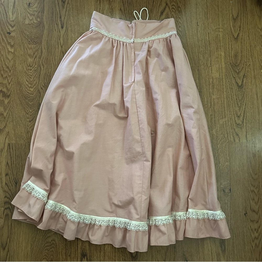 Gunne Sax by Jessica vintage Pink Lace-Trimmed midi Skirt cotton size 9 - Picture 2 of 11